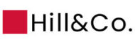 Hill & Co logo black sanserif font red block on white background